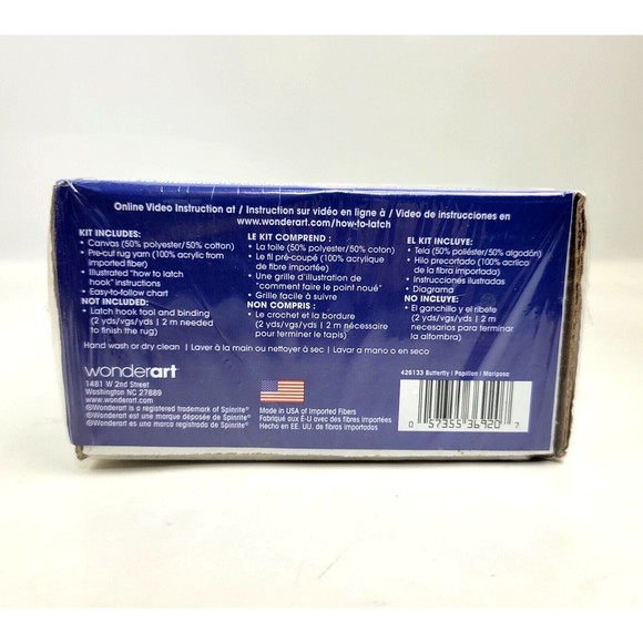 Wonder Art Blue Butterfly Latch Hook Kit 12" x 12" NEW Sealed - Picture 11 of 11